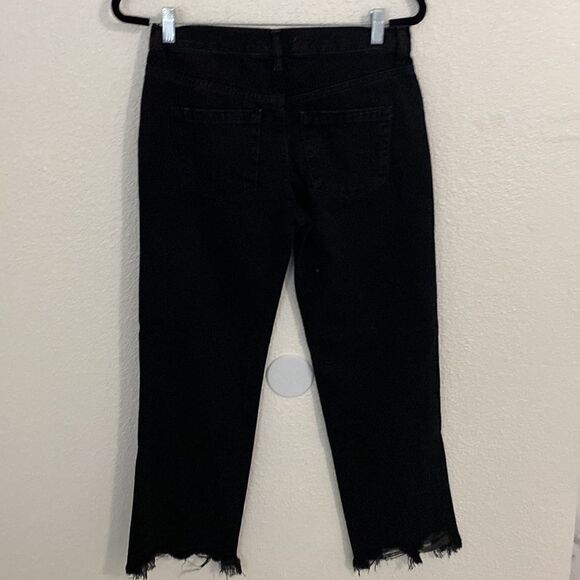 NWOT- Free People- Black Maggie Mid RiseDistressed Jeans- Size 26/ US 2 - Picture 8 of 14